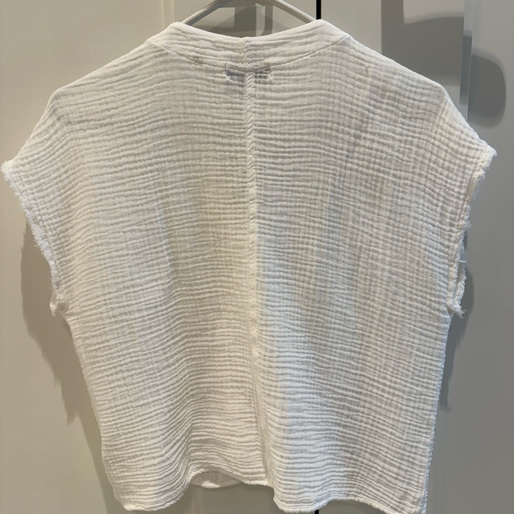 Michael Stars Evie Faux Wrap Top- White - Picture 3 of 7